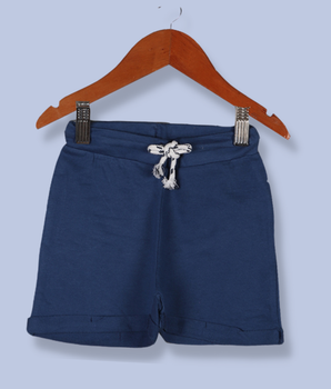 Kids Blue Fleece, Melange Loopknit Solid Shorts