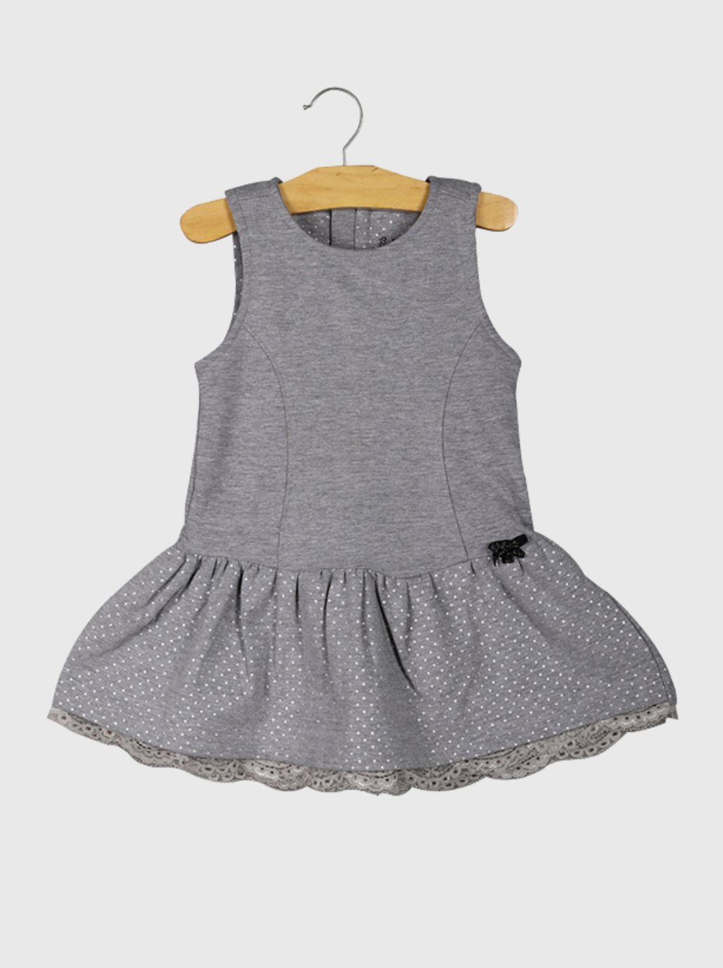 Kids Grey Sleeveless Geometric print cotton spandex knit T-Shirt