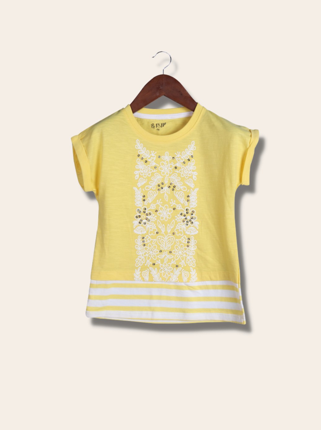 Kids Yellow Embroidered Cotton slub jersey T-Shirt