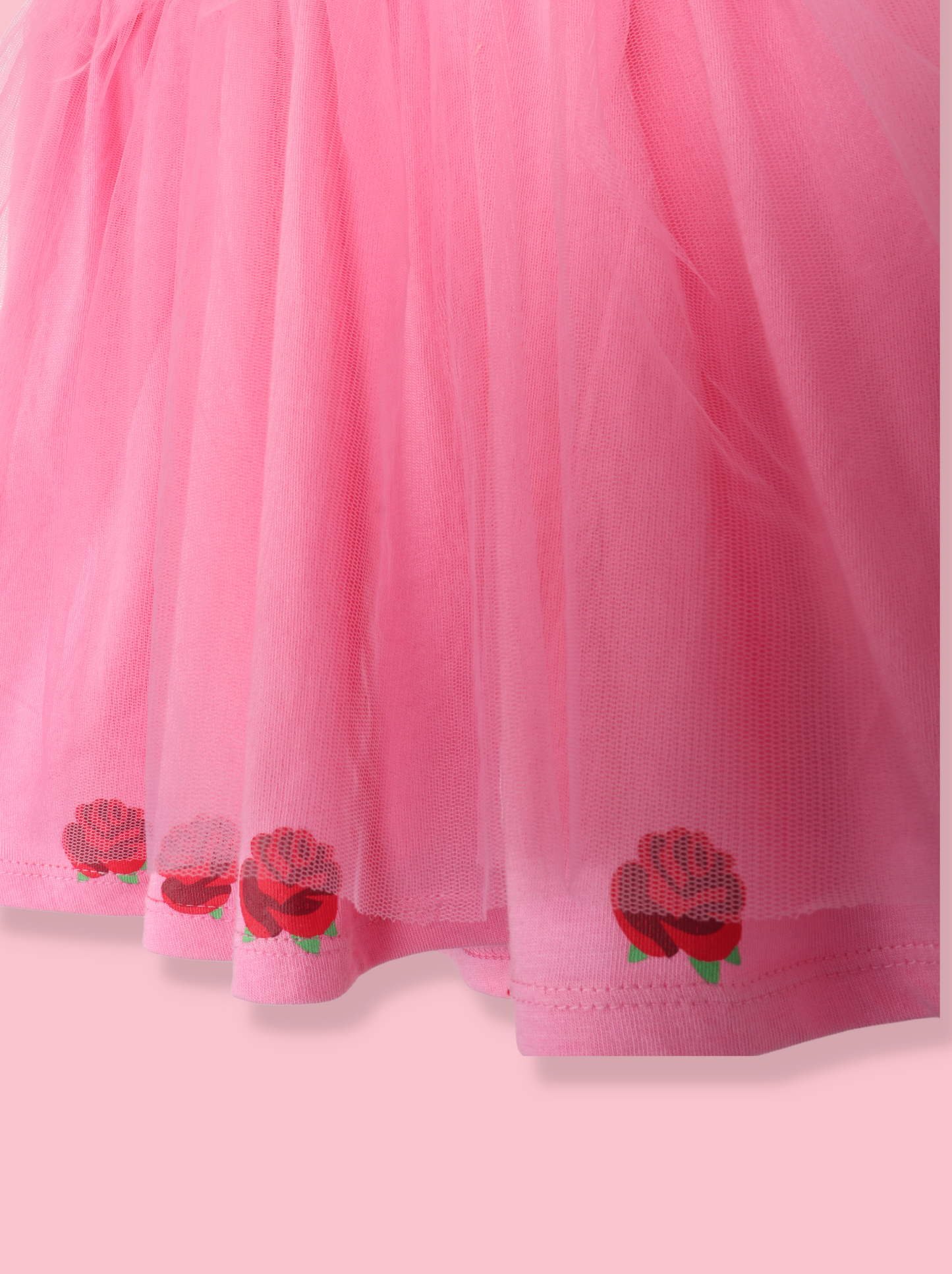 Kids Girls Pink Solid Flower printed Tutu Skirt