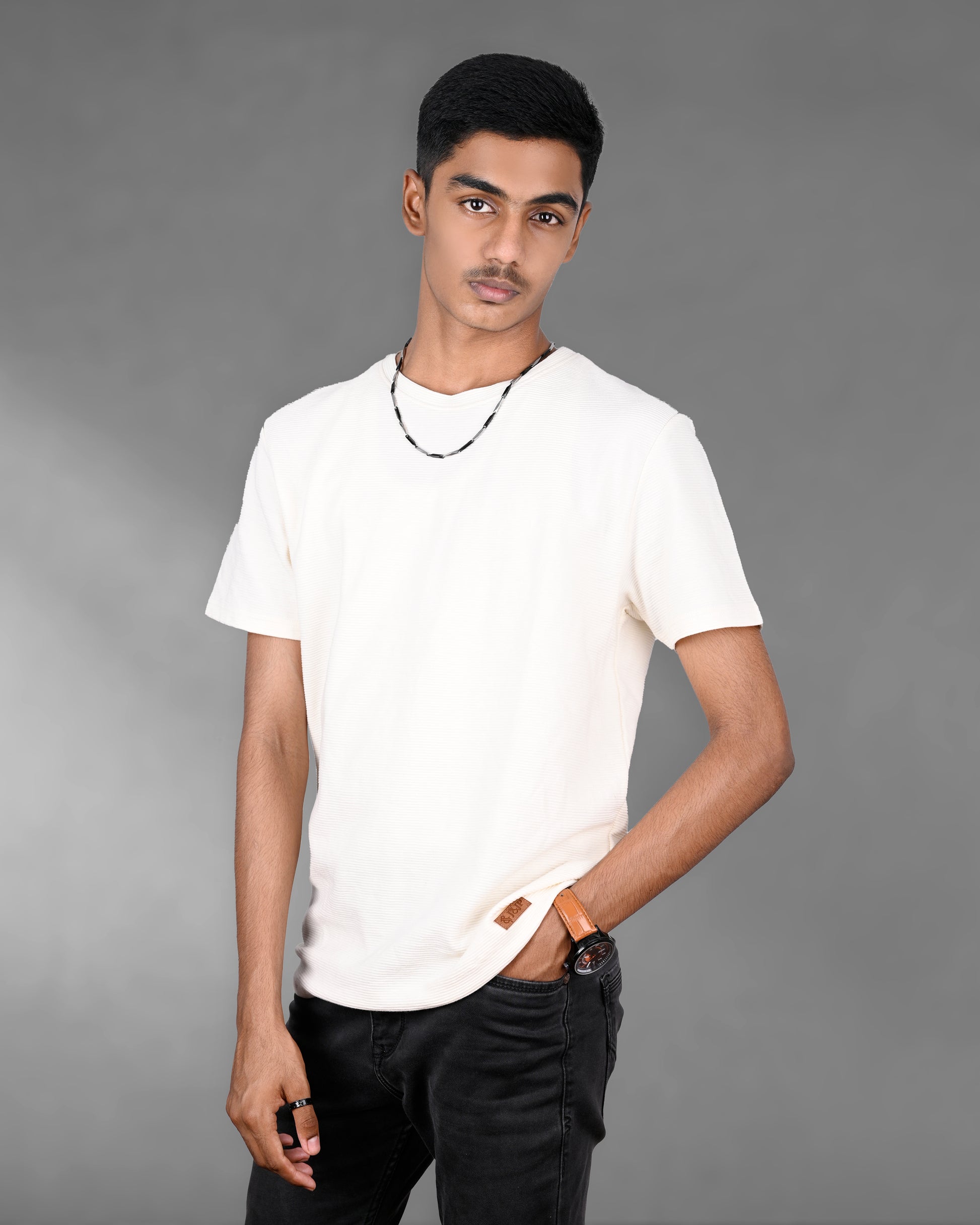 J&JP Men's Solid Tshirt -White