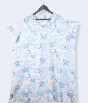 Women Blue Half sleeve Floral Print, Printed Single Jersey Dress