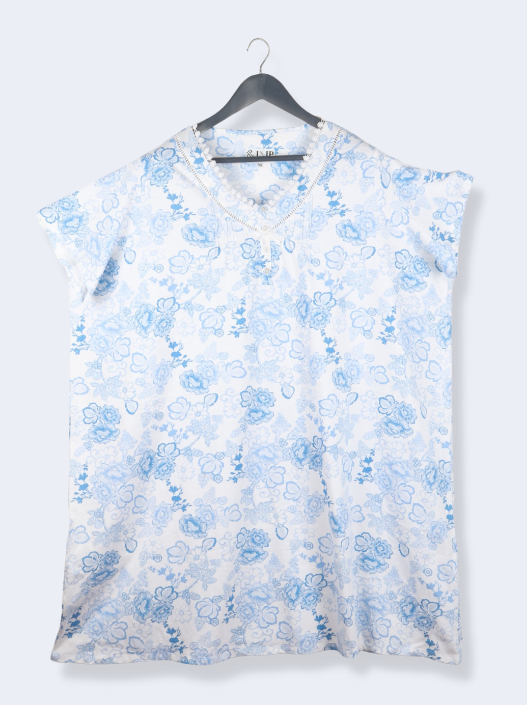 Women Blue Half sleeve Floral Print, Printed Single Jersey Dress