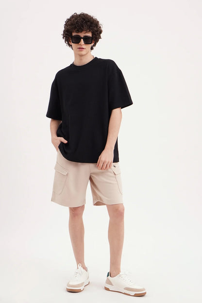 J&JP Texture oversize tshirt-Black