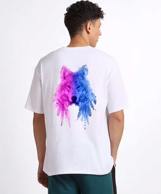 J&JP Men Oversized Back Printed T-shirt - White