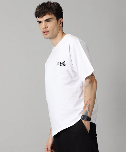 J&JP Men Oversized Back Printed T-shirt - White