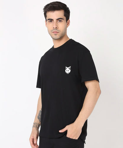 J&JP Men Oversized Back Printed T-shirt - Black