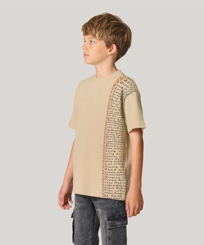 Aathichudi Printed Boys Oversized Tamil Tshirt- Beige