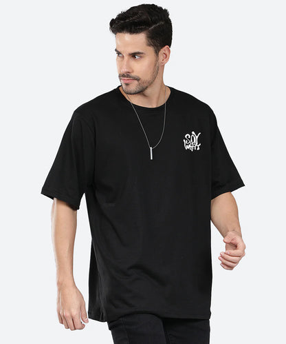 J&JP Men Oversized Back Printed T-shirt - Black