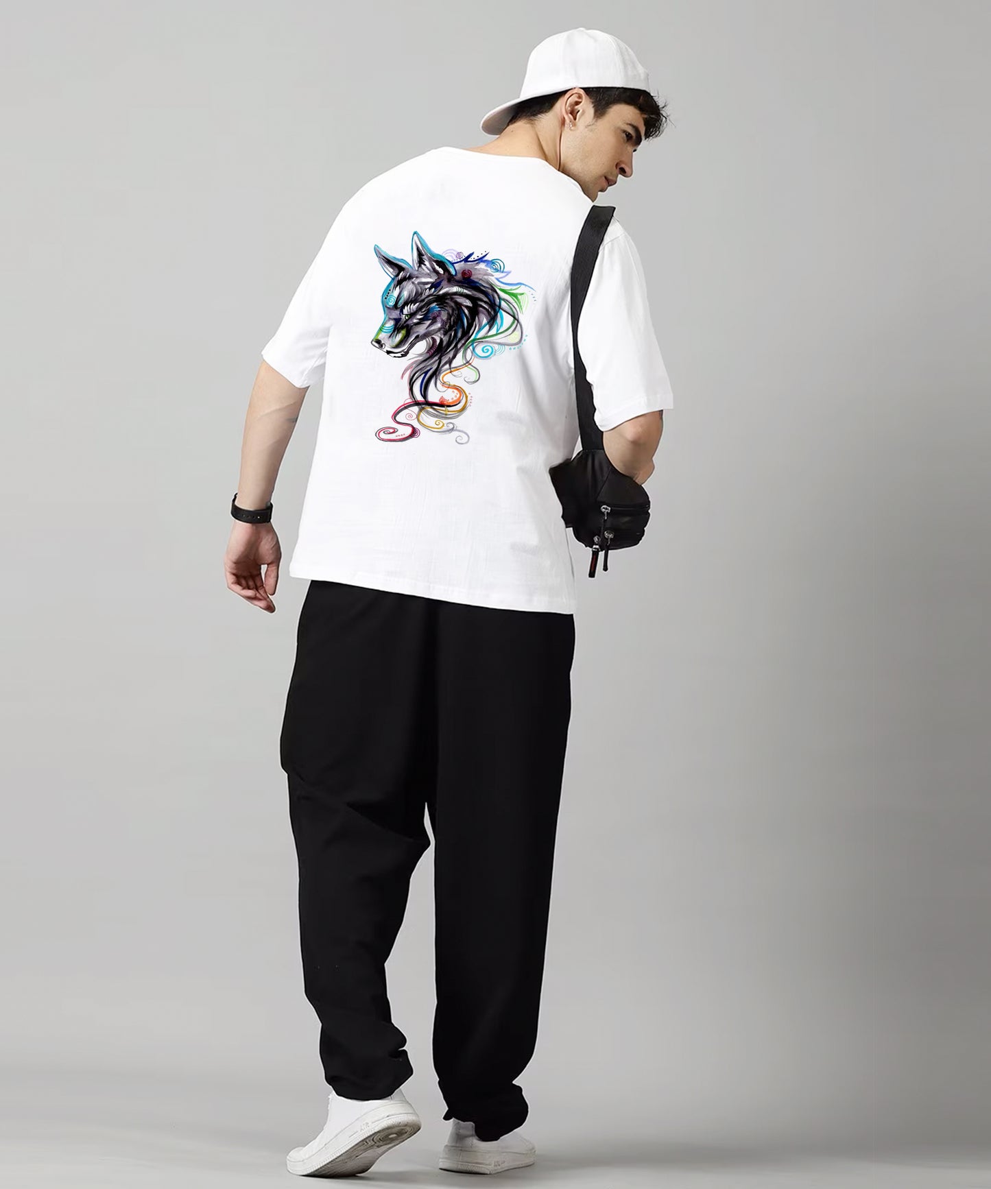 J&JP Men Oversized Back Printed T-shirt - White