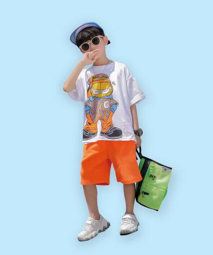 J&JP Kids Boys Printed Half Sleeve T-shirt and Shorts Set