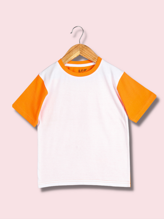 Kids Orange Half sleeve Solid T-Shirt