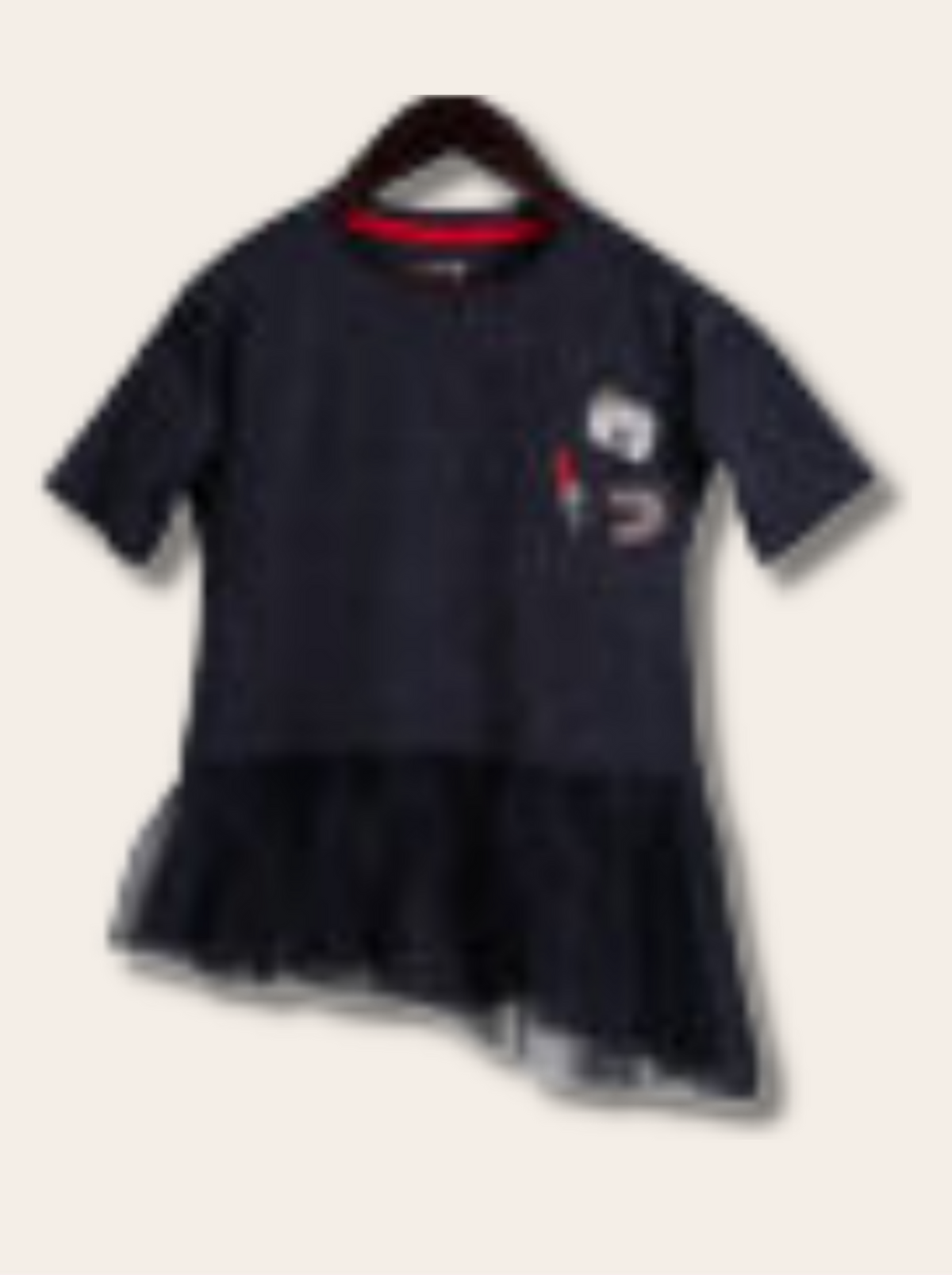 Kids Navy Short Sleeve Embroidered Cotton Lurex T-Shirt