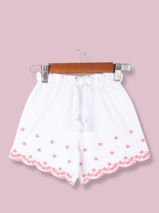 Kids Pink Cotton jersey knit, Single Jersey Applique Shorts