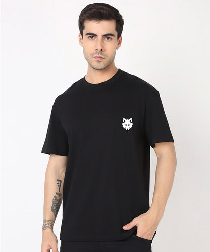 J&JP Men Oversized Back Printed T-shirt - Black