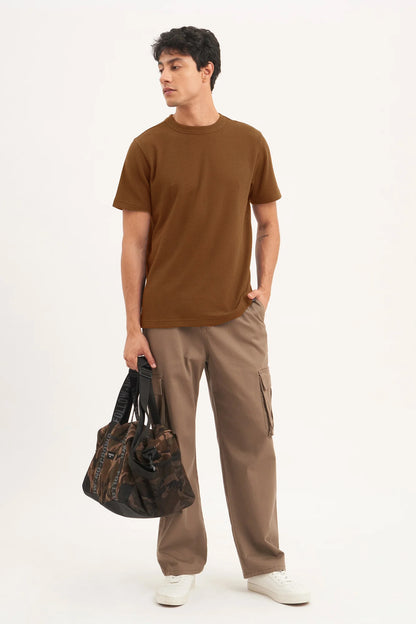 J&JP Texture oversize tshirt-Brown