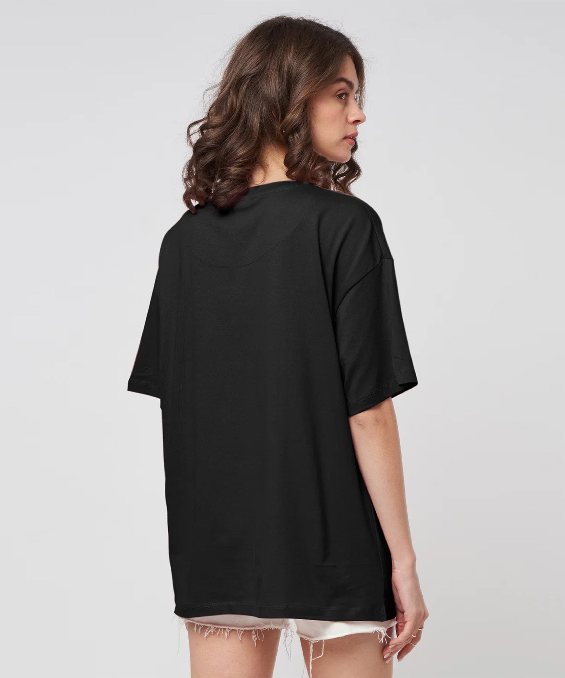 Women Oversized Printed Tshirt -Black