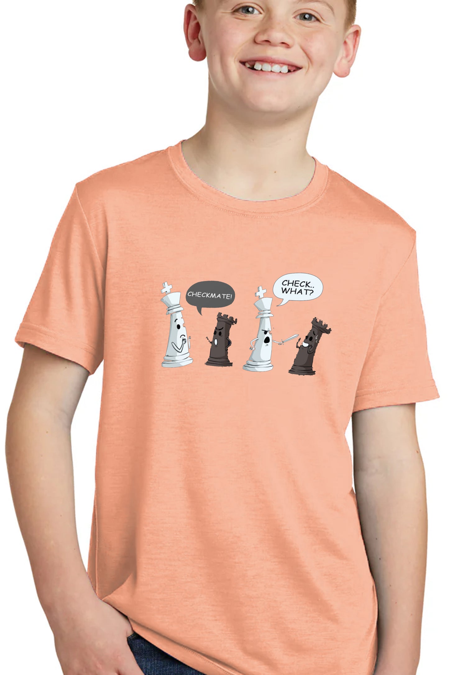 Kids’ “Checkmate, Check What?” Chess Graphic T-Shirt