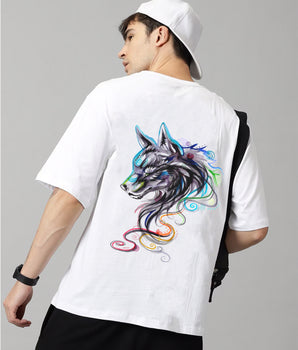 J&JP Men Oversized Back Printed T-shirt - White