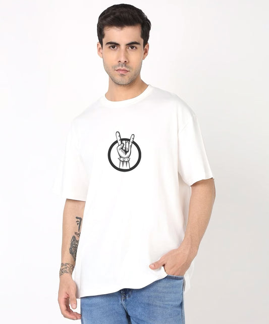 J&JP Men Oversized Back Printed T-shirt - White