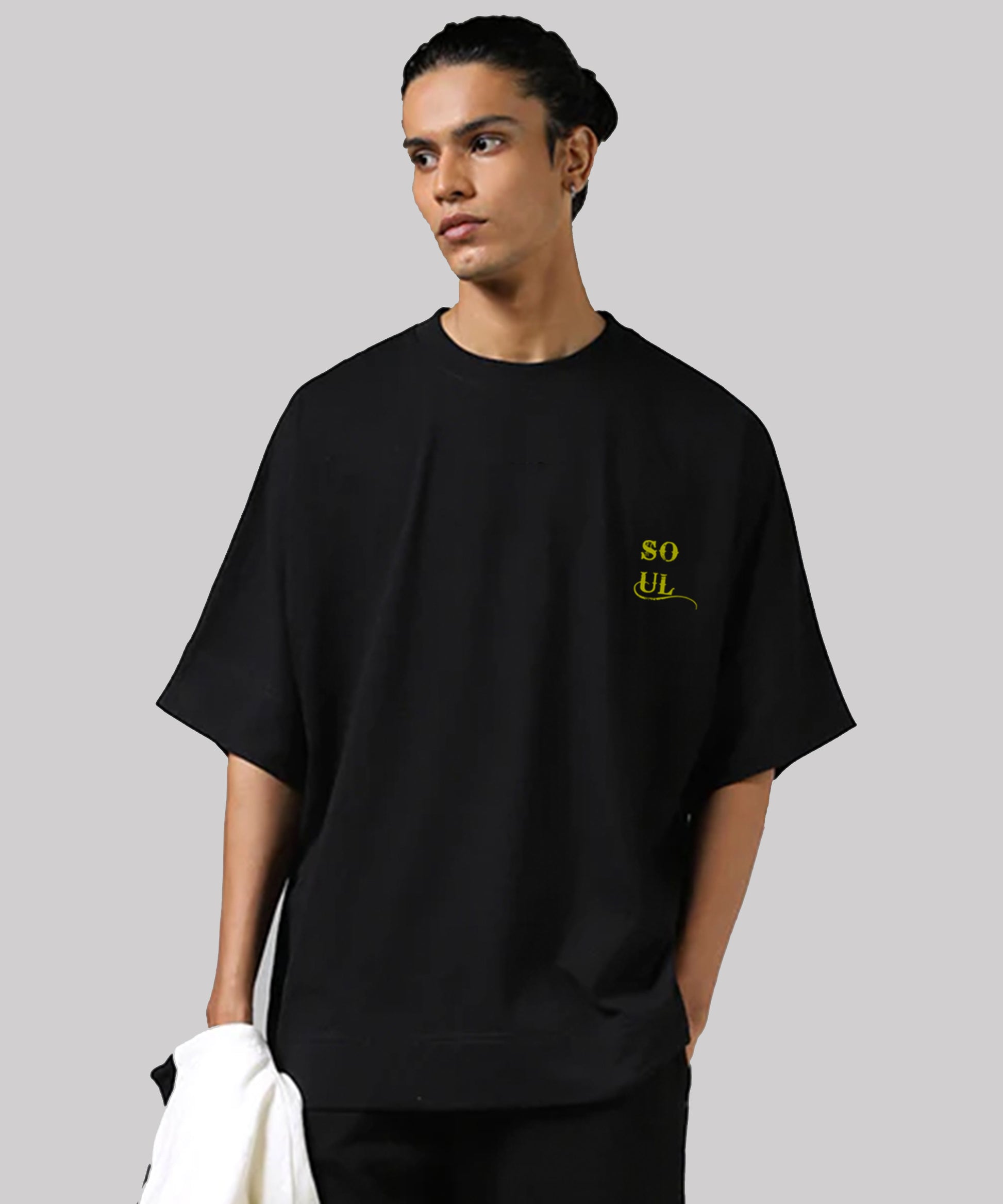 J&JP Men Oversized Back Printed T-shirt - Black