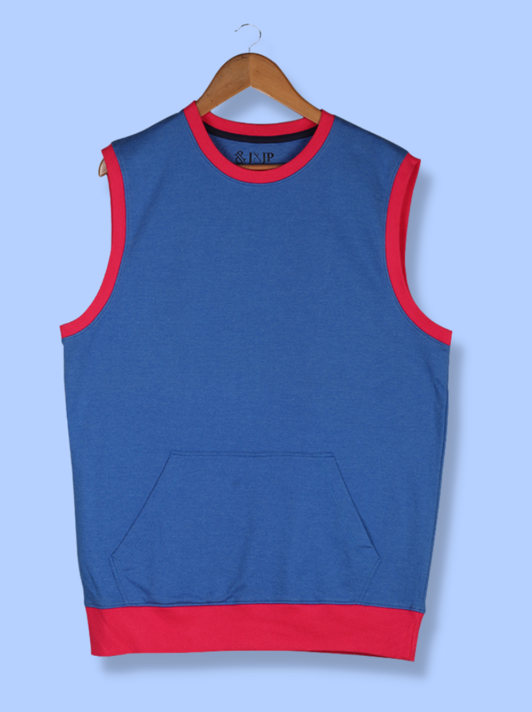 Mens Blue Sleeveless Solid T-shirt