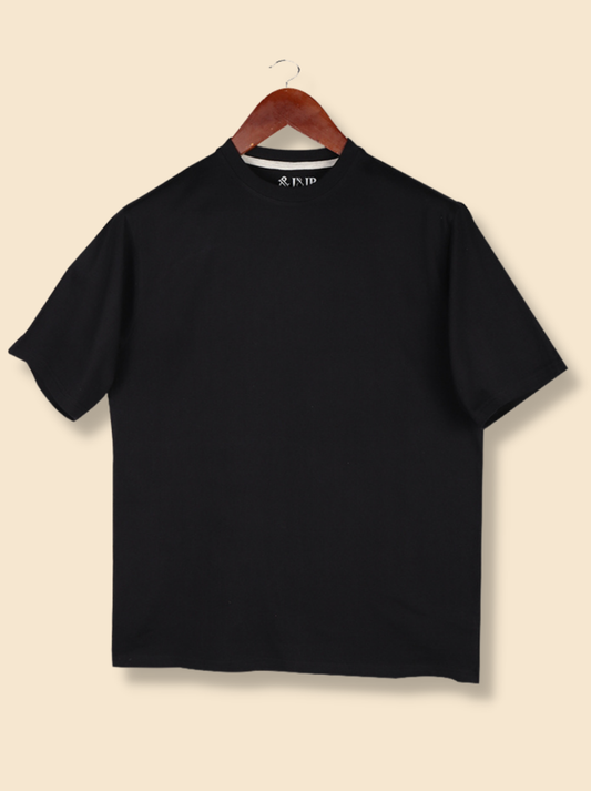 Mens Black Half sleeve Solid Single Jersey T-shirt