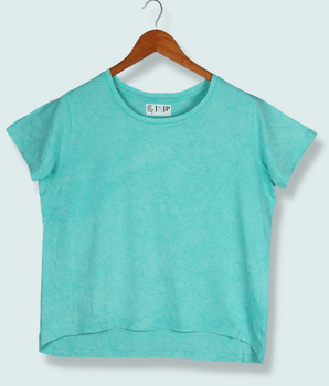 Women Turquoise Blue Half sleeve Tie &amp; Dye Cotton Dyed T-Shirt