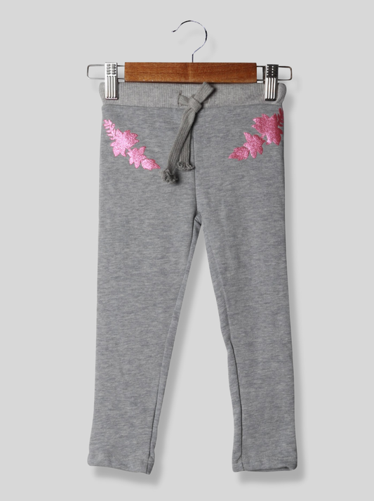 Kids Grey Loopknit Printed Pant