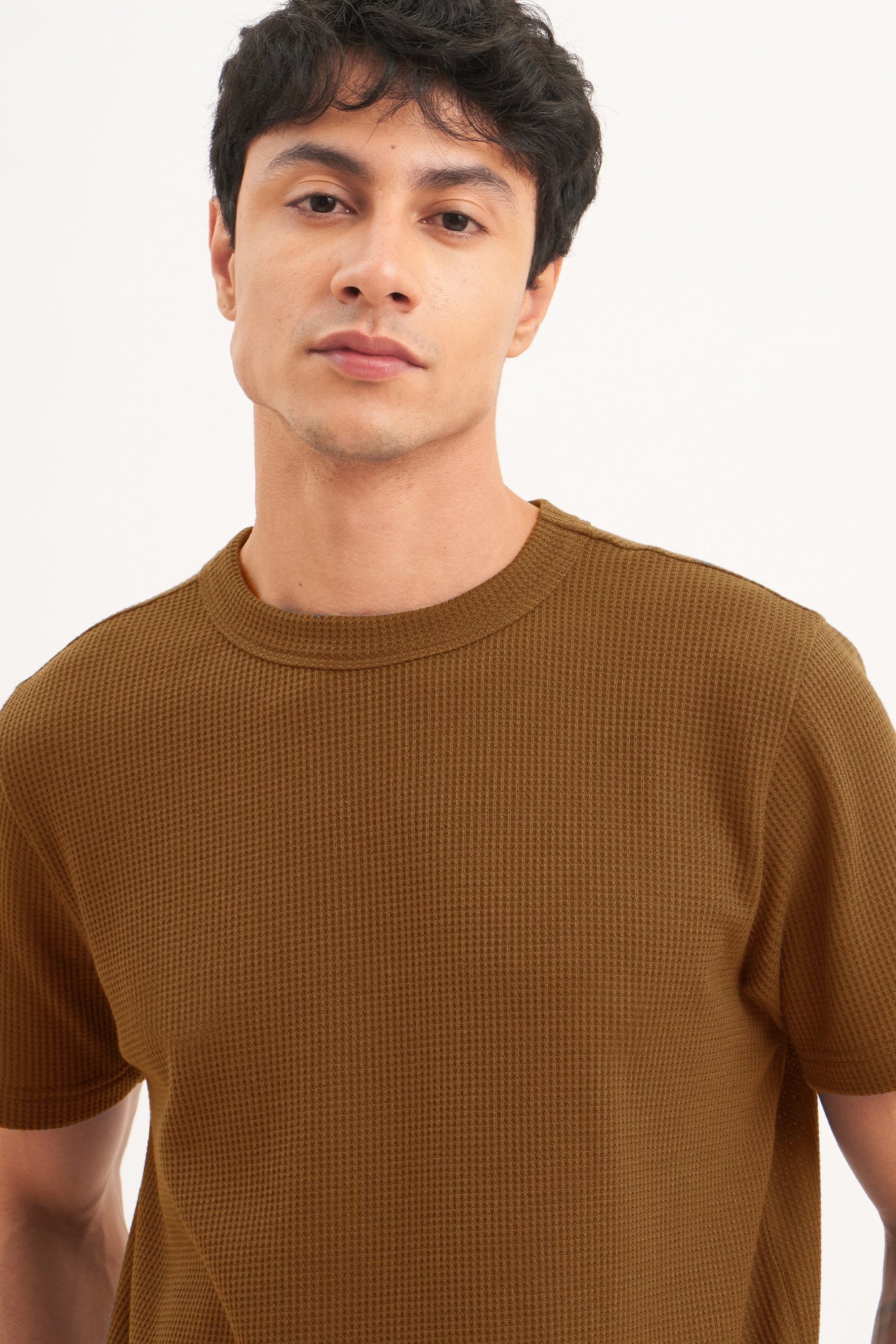 J&JP Texture oversize tshirt-Brown