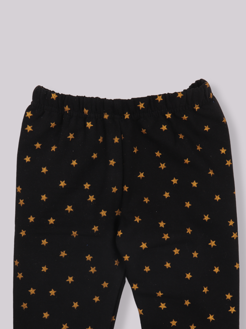 Kids Girls Black Glitter Printed Lycra Denim Fleece Leggings