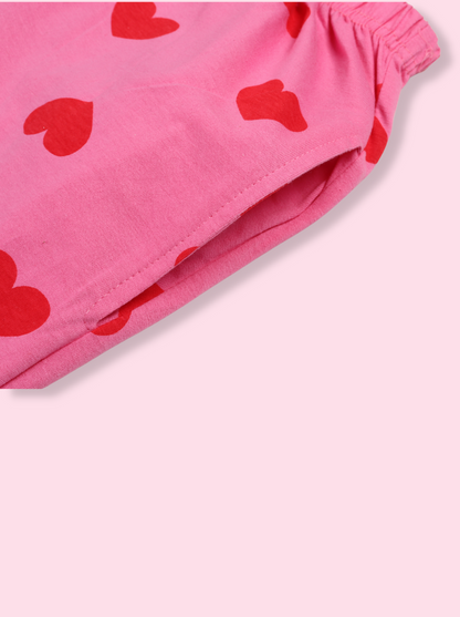 Women Pink Heart Printed Cotton Pyjamas