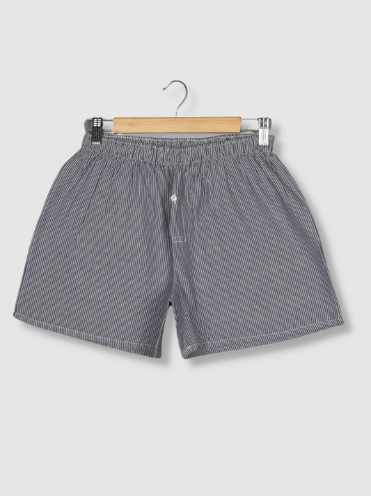 Mens Grey Striped Cotton poplin boxer