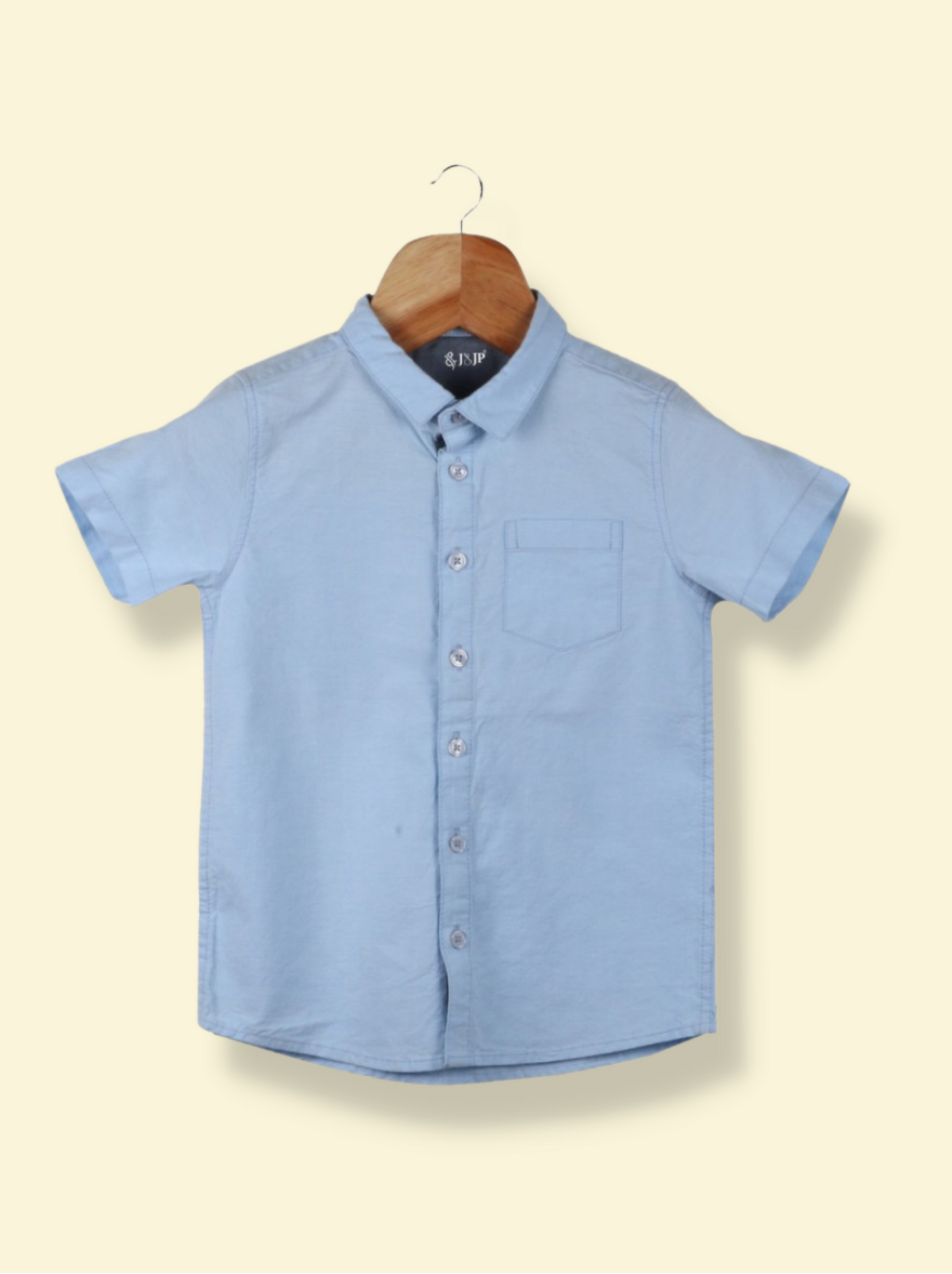 Boys Regular Fit Cotton Half Sleeves Solid Shirt - Sky Blue