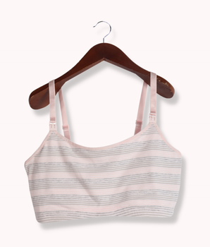 Women Pink Sleeveless Horizontal Stripes, Striped Cotton Lycra T-Shirt