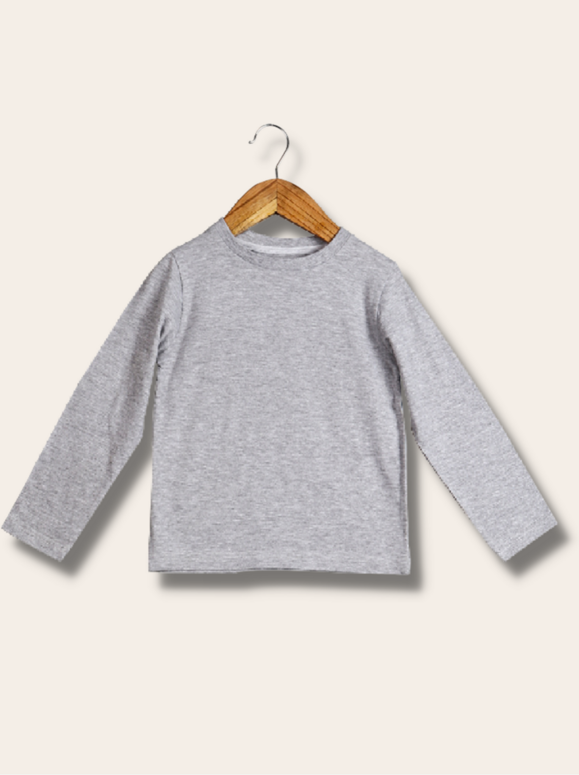 Kids Grey Full sleeve Solid Cotton jersey knit T-Shirt