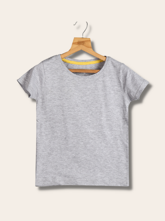 Kids Grey Half sleeve Solid Melange Jersey T-Shirt