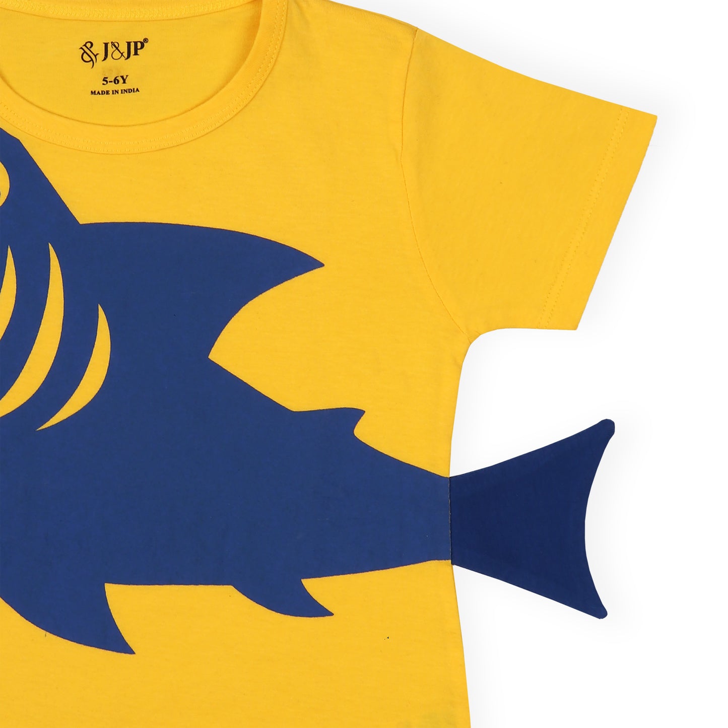 Kids-unisex shark themed yellow tshirt