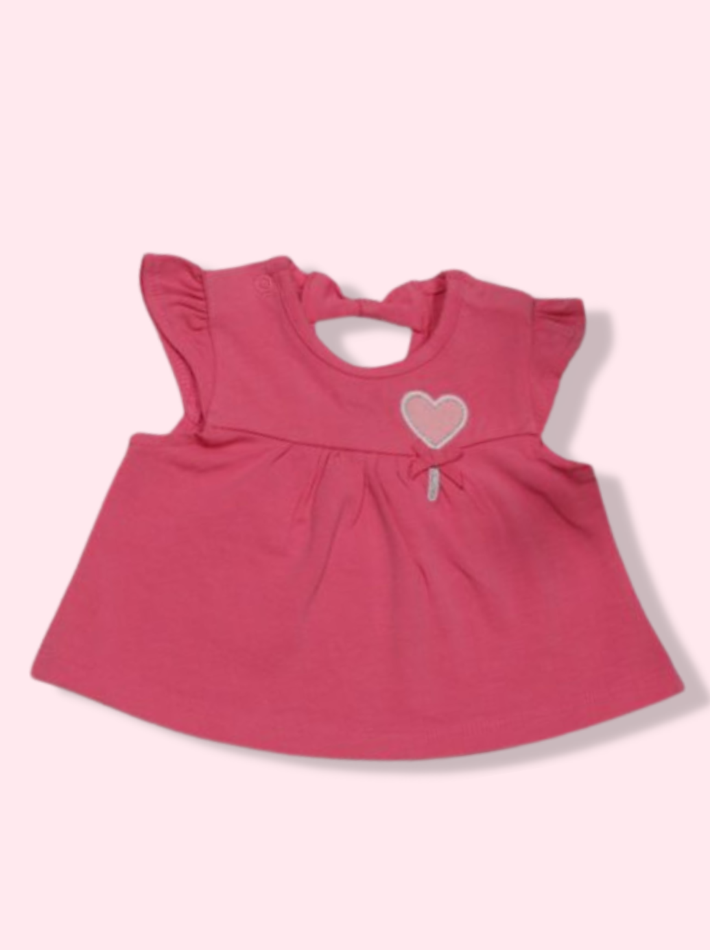 Kids Pink Cap sleeve Applique, Solid Single Jersey Dress