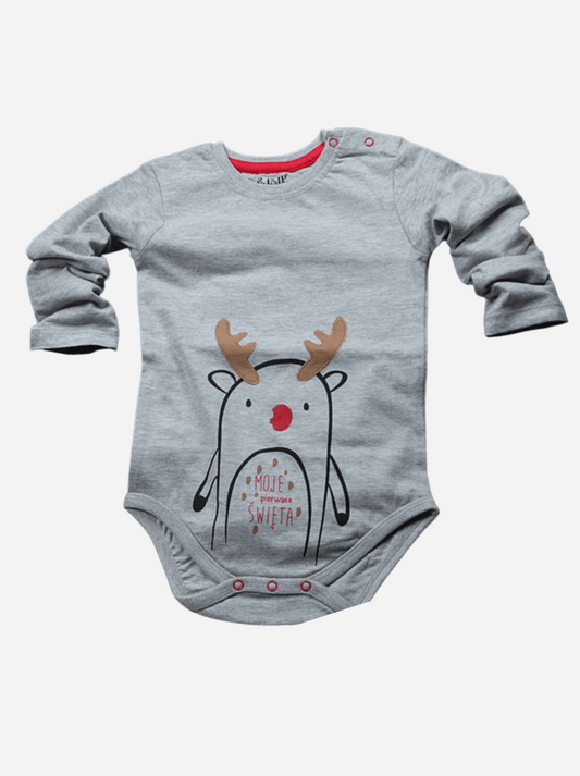 Babies Grey Full sleeve Cartoon Single Jersey T-Shirt