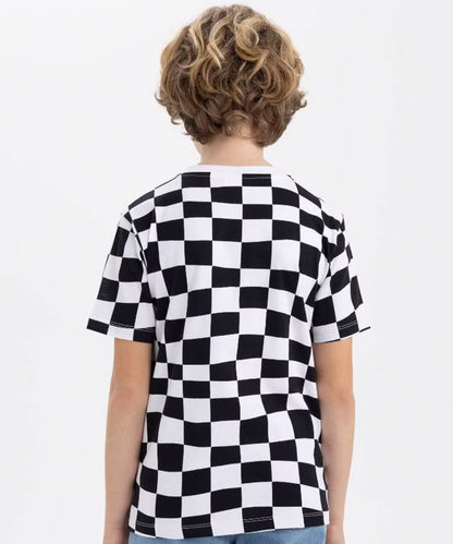 Checkerboard Print T-Shirt – Black & White