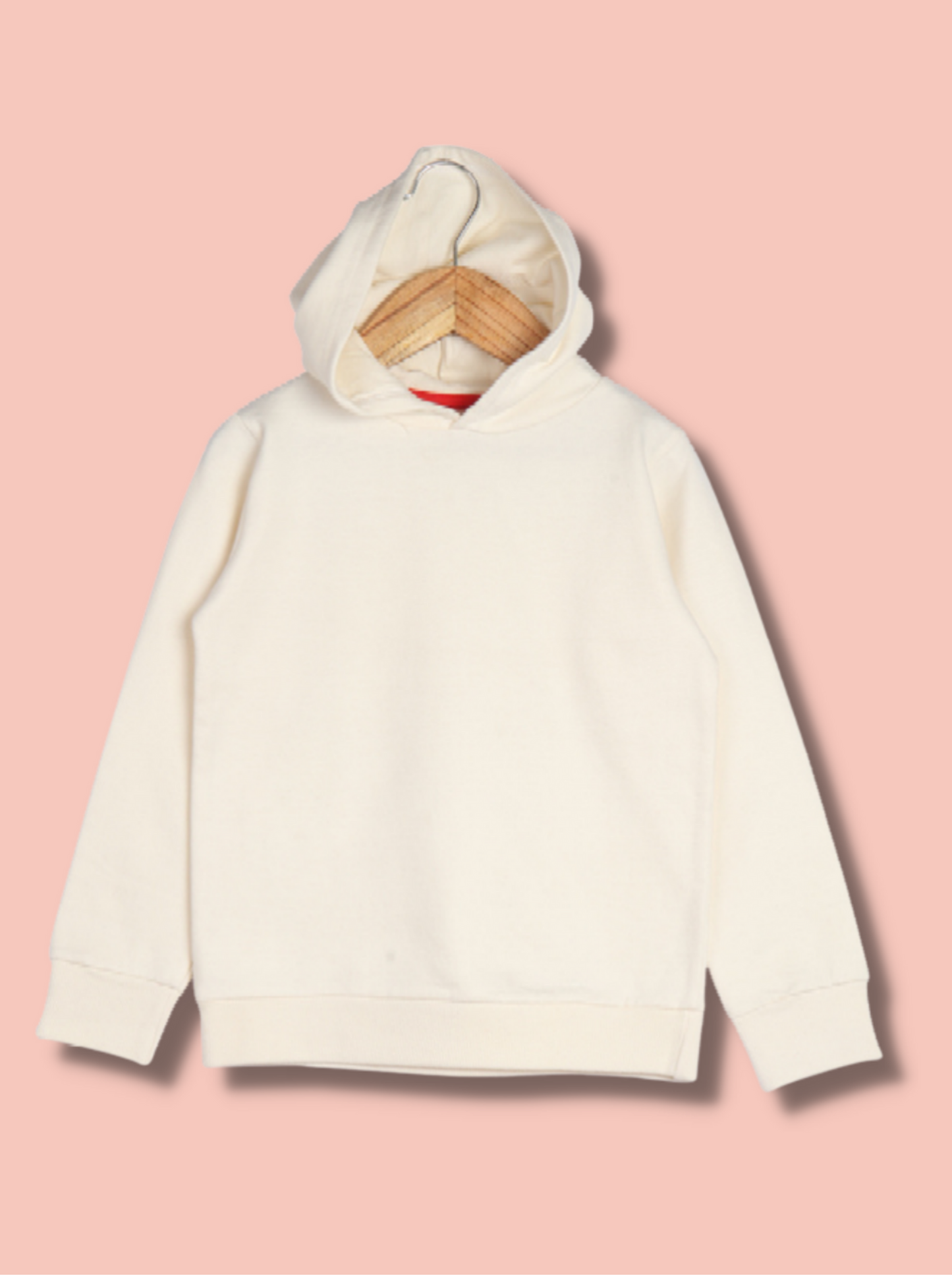 Kids White Full sleeve Solid Fleece, Loopknit T-Shirt