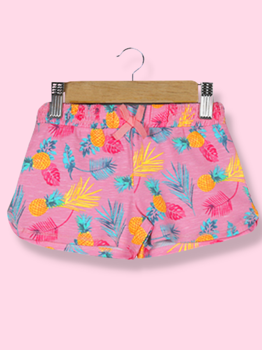 Kids Cotton slub jersey Floral Print Shorts