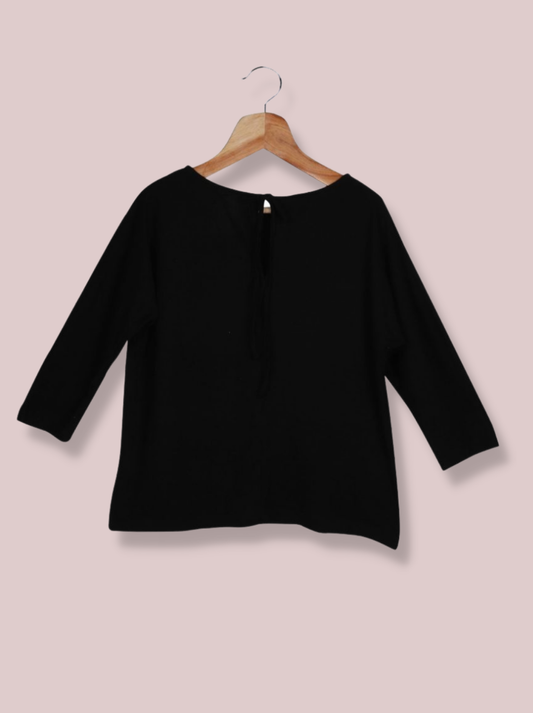 Women Black Half sleeve Cotton jersey knit, Single Jersey