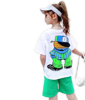 J&JP Kids Girls Printed Half Sleeve T-shirt and Shorts Set