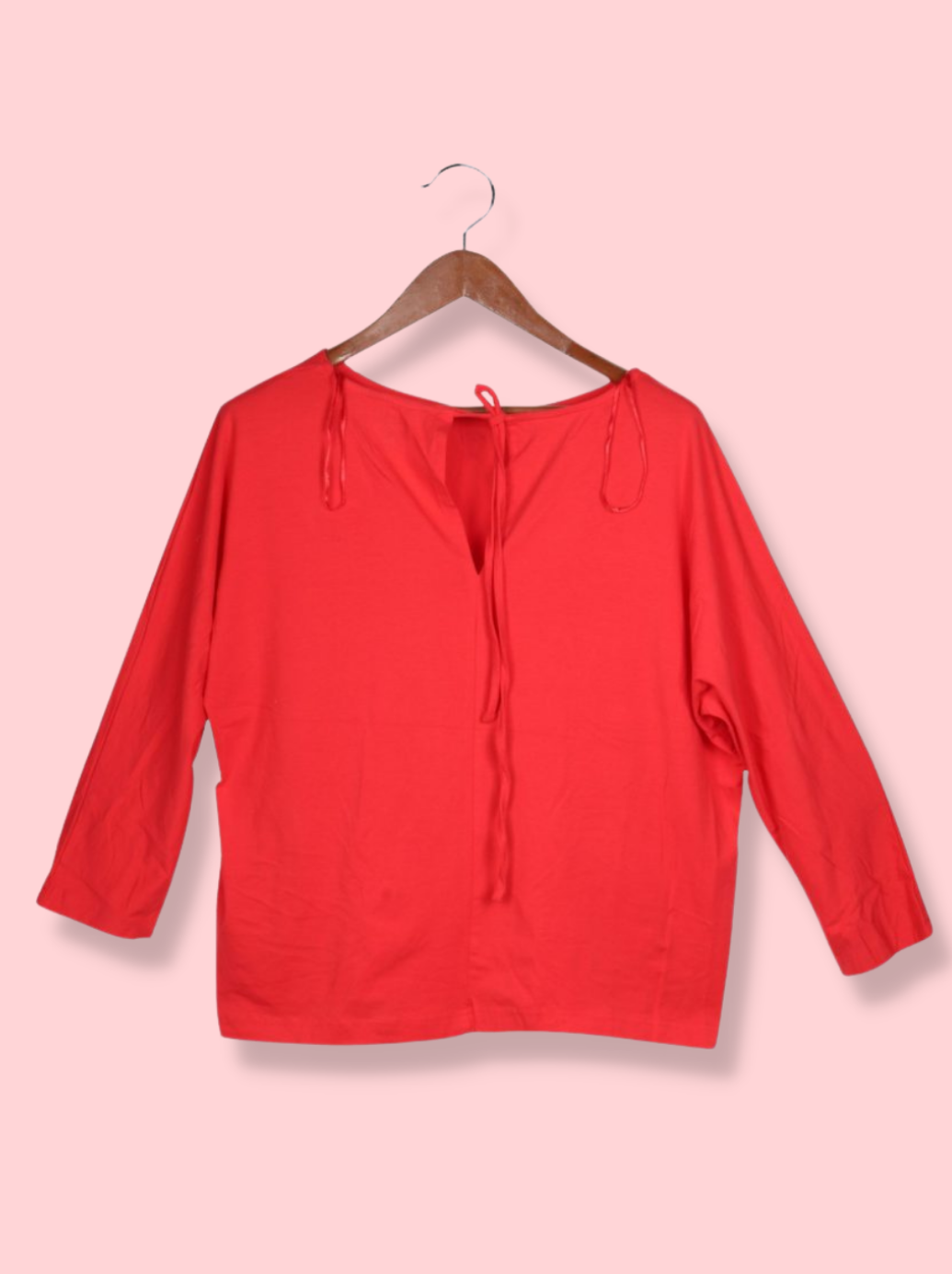 Women Red Full sleeve Cotton jersey knit T-Shirt