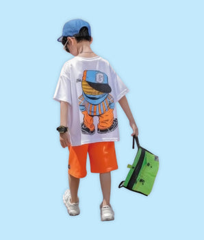 J&JP Kids Boys Printed Half Sleeve T-shirt and Shorts Set