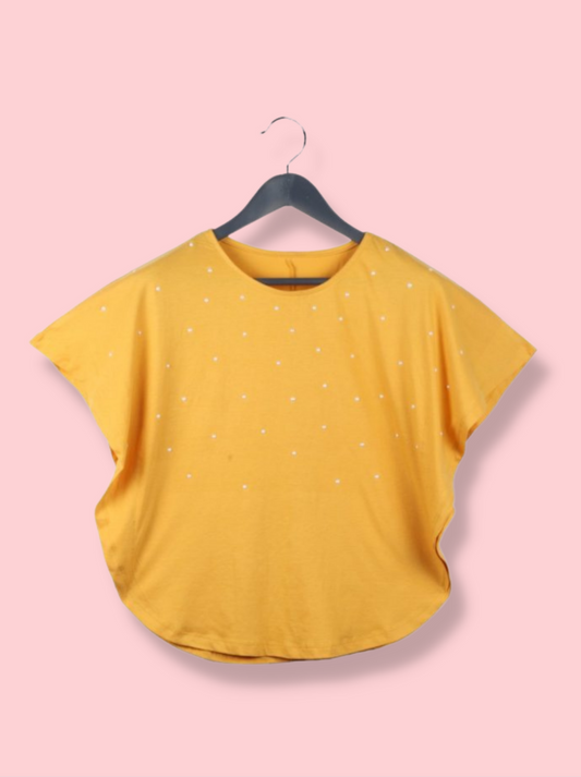 Kids Yellow Cape Sleeve Single Jersey T-Shirt