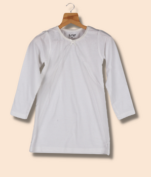 Kids White  Solid Cotton jersey knit T-Shirt