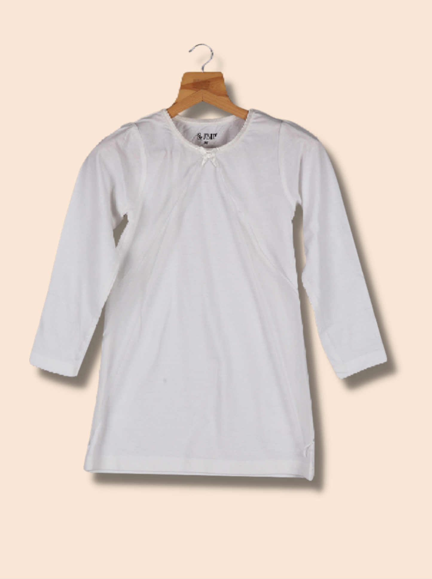 Kids White Solid Cotton jersey knit T-Shirt